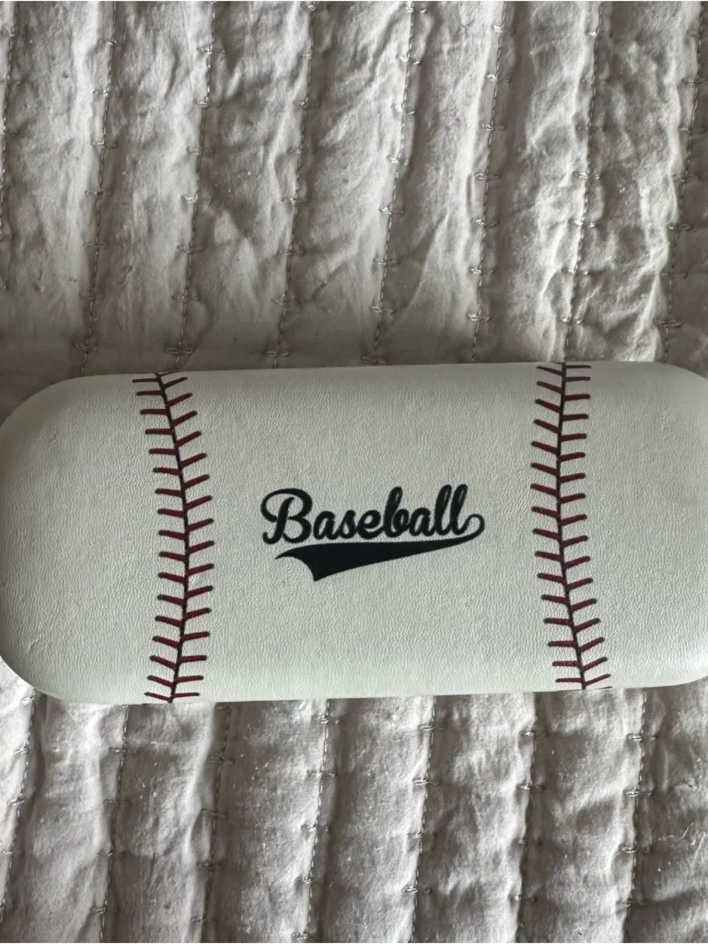 Baseball Eyeglass Case with Red Stitching